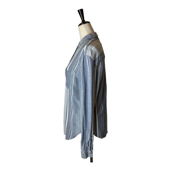 Anthropologie Maeve Shirt Women Small Blue Chatham Striped Button Down Blouse - Picture 7 of 10